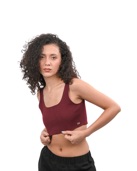 Cropped Crop Top - Wine
