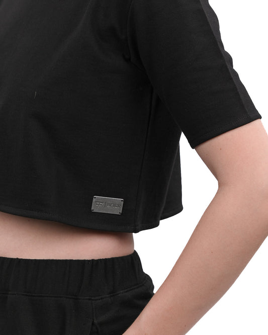Terry Metal Logo Shirt- Black