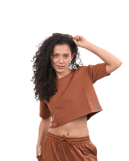Terry Metal Logo Shirt - Brown