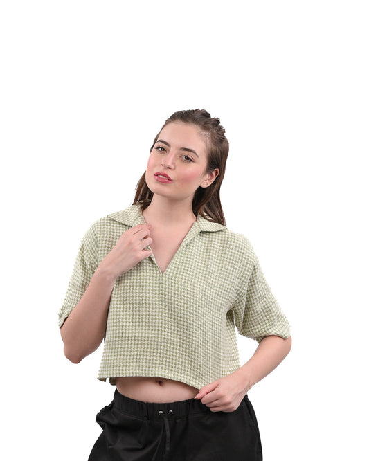 Sage Drift Boxy Crop Shirt