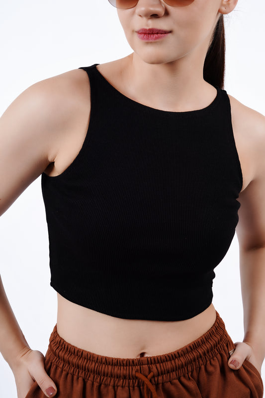 High Shoulder Top - Black