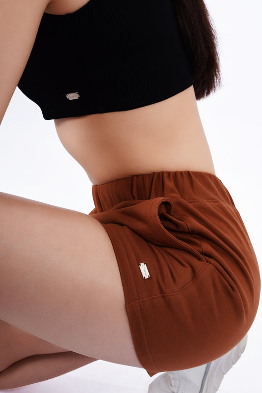 Metal Tag Shorts - Brown