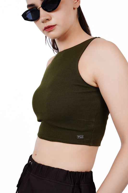 High Shoulder Top - Green