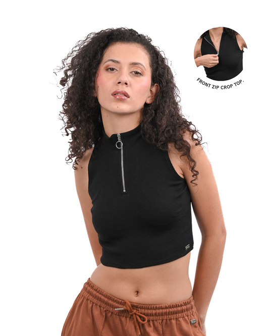 Jet Black Half Zip Top