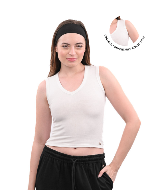 Rib Knit Tank - White