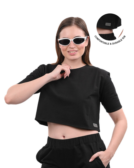 Terry Metal Logo Shirt- Black
