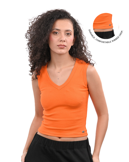 Rib Knit Tank - Orange