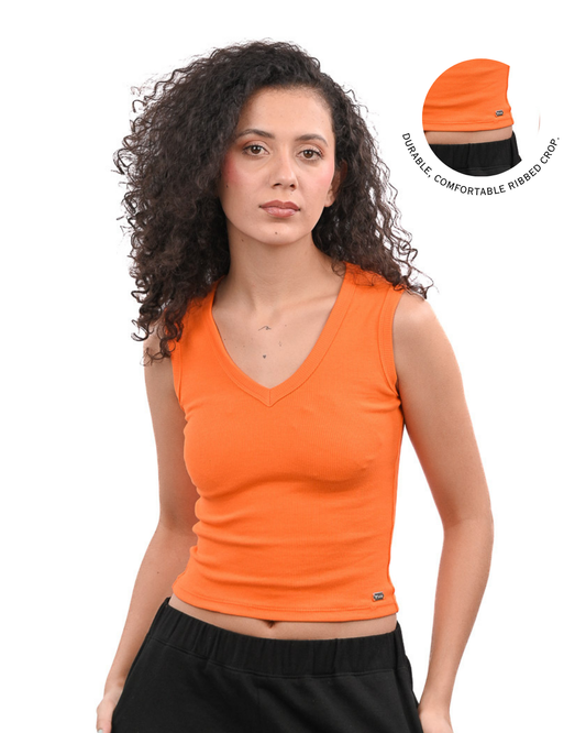 Rib Knit Tank - Orange
