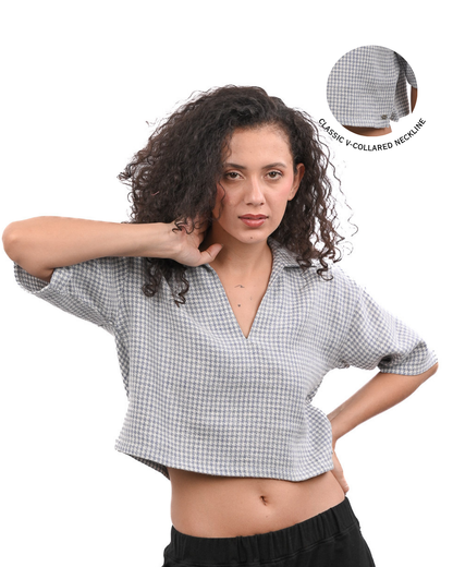 Blue Drift Boxy Crop Shirt
