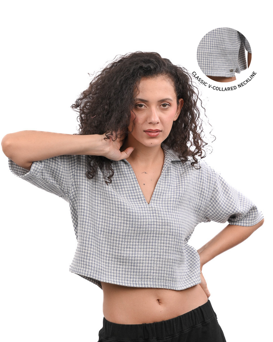 Blue Drift Boxy Crop Shirt