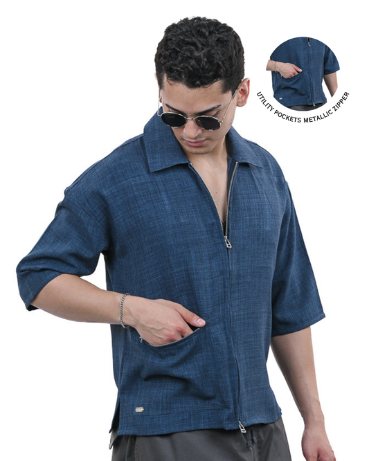 Blue Short Sleeve Utility Shirt