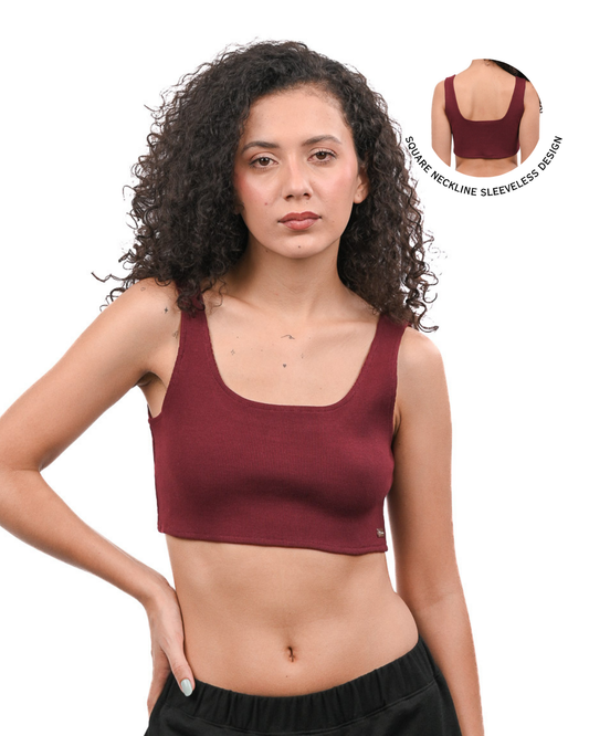 Cropped Crop Top - Wine