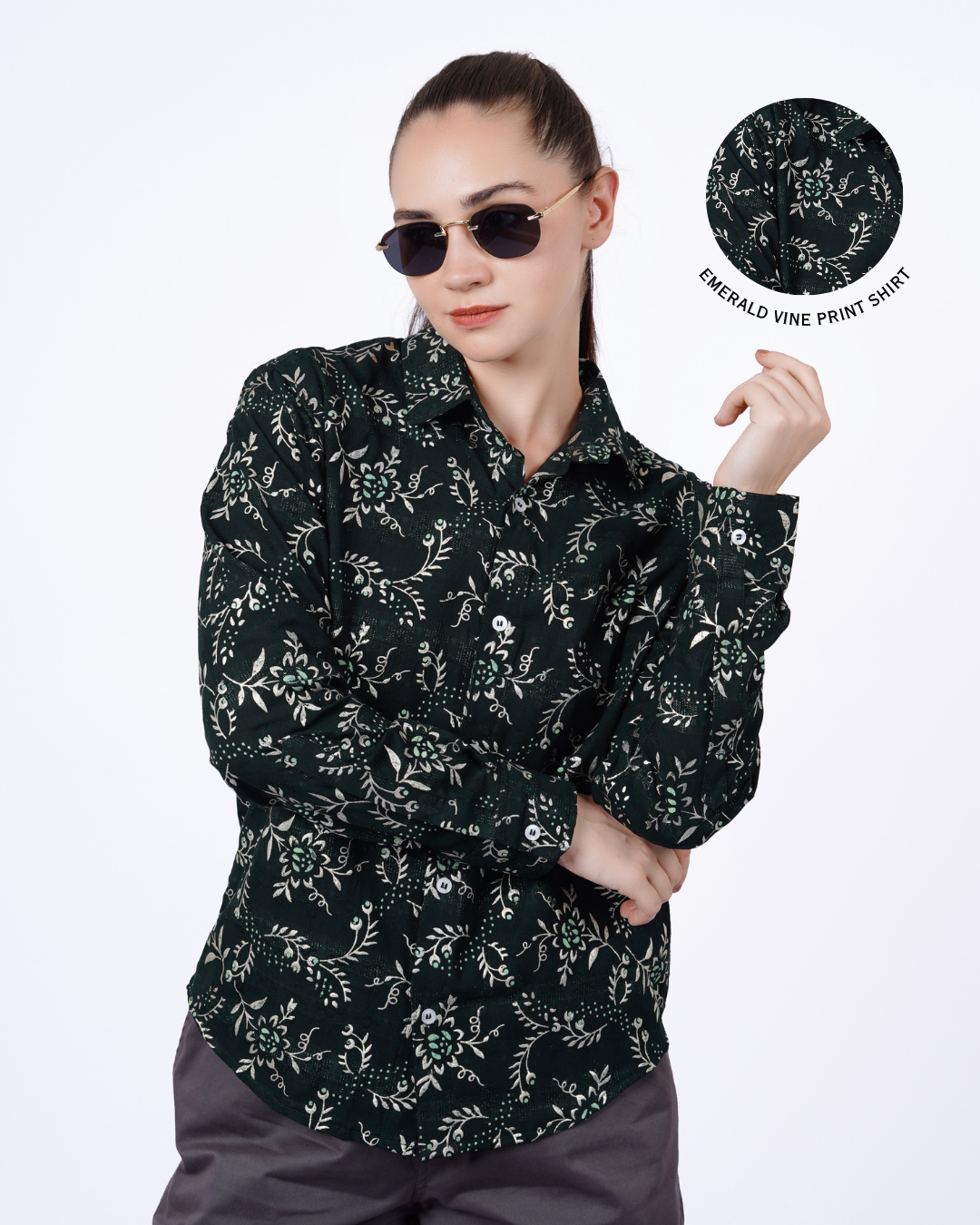 Emerald Vine Print Shirt