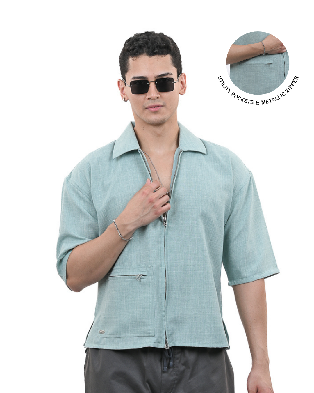 Green Short Sleeve Utility Shirt