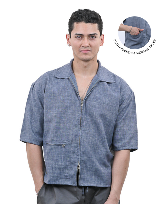 Grey Short Sleeve Utility Shirt