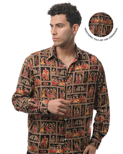 Heritage Narrative Button Down Shirt - Black