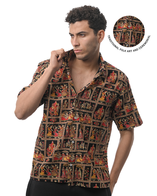 Heritage folk Shirt - Navy
