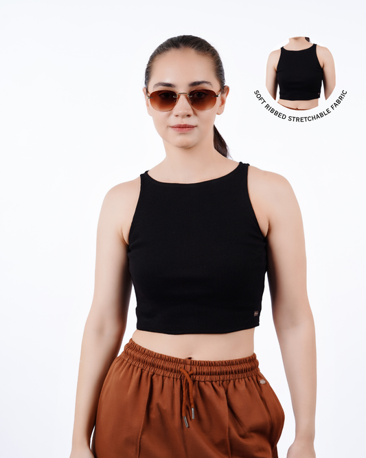 High Shoulder Top - Black