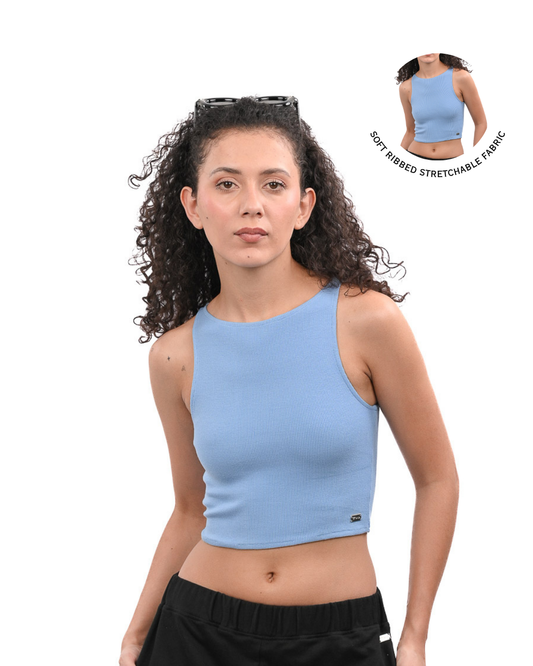 High Shoulder Top - Blue