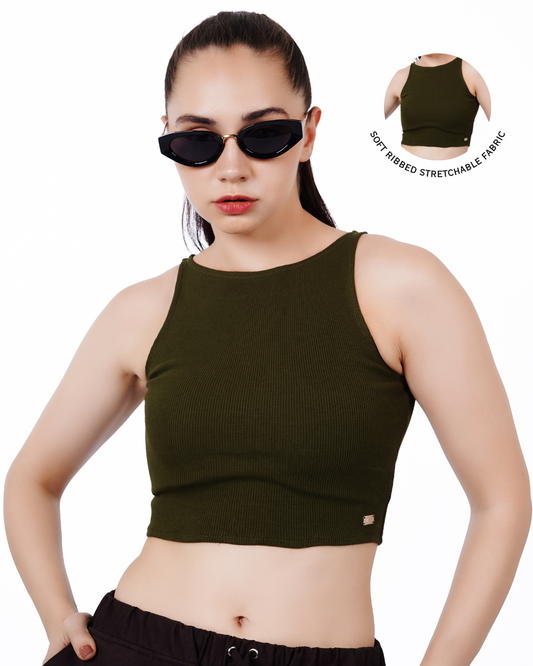 High Shoulder Top - Green