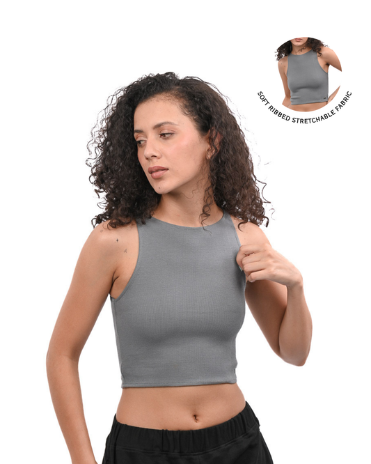 High Shoulder Top - Grey