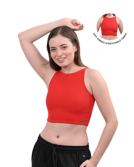 High Shoulder Top - Red