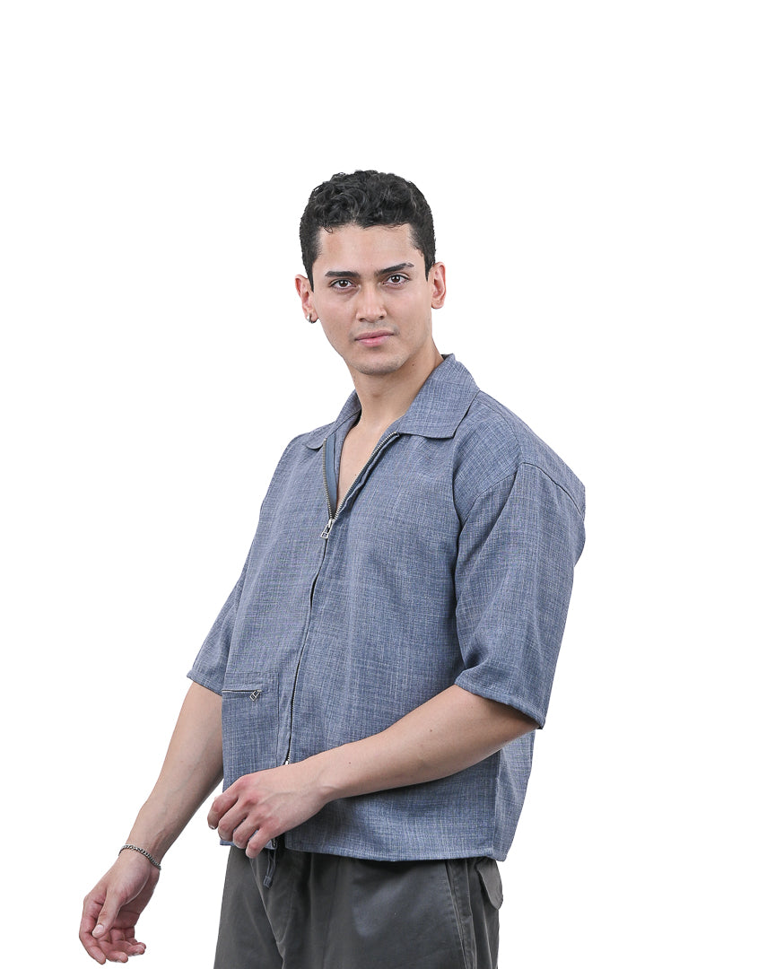 Grey Short Sleeve Utility Shirt