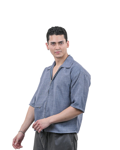 Grey Short Sleeve Utility Shirt
