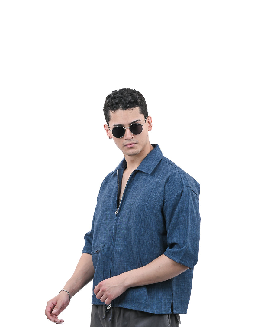 Blue Short Sleeve Utility Shirt