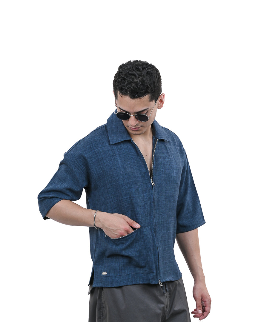 Blue Short Sleeve Utility Shirt