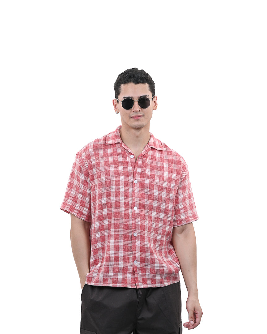 Vintage Red Plaid Summer Shirt