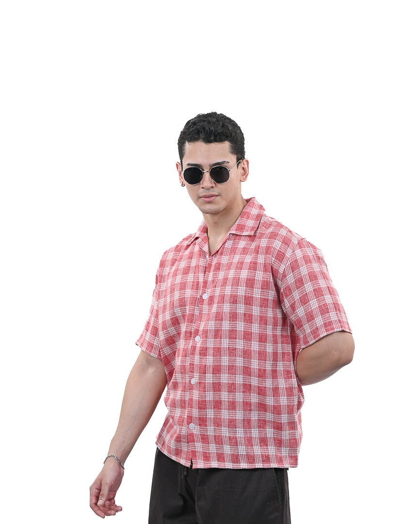 Vintage Red Plaid Summer Shirt