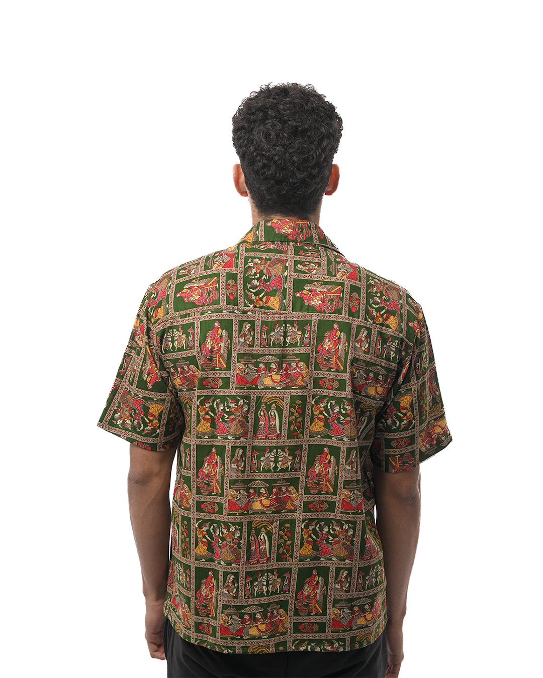 Heritage Folk-Art Narrative Shirt - Green