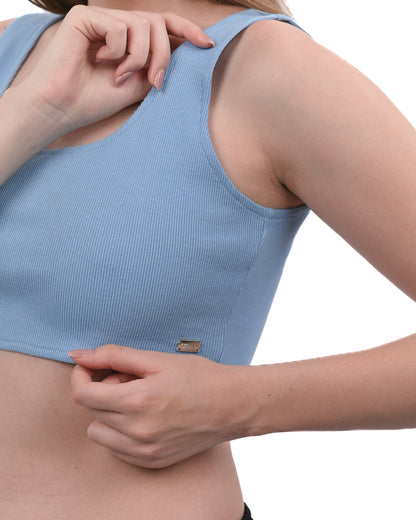 Cropped Crop Top Blue