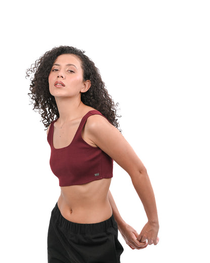 Cropped Crop Top Wine