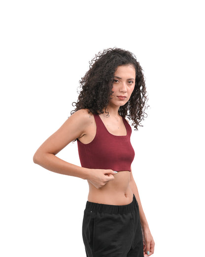 Cropped Crop Top Wine