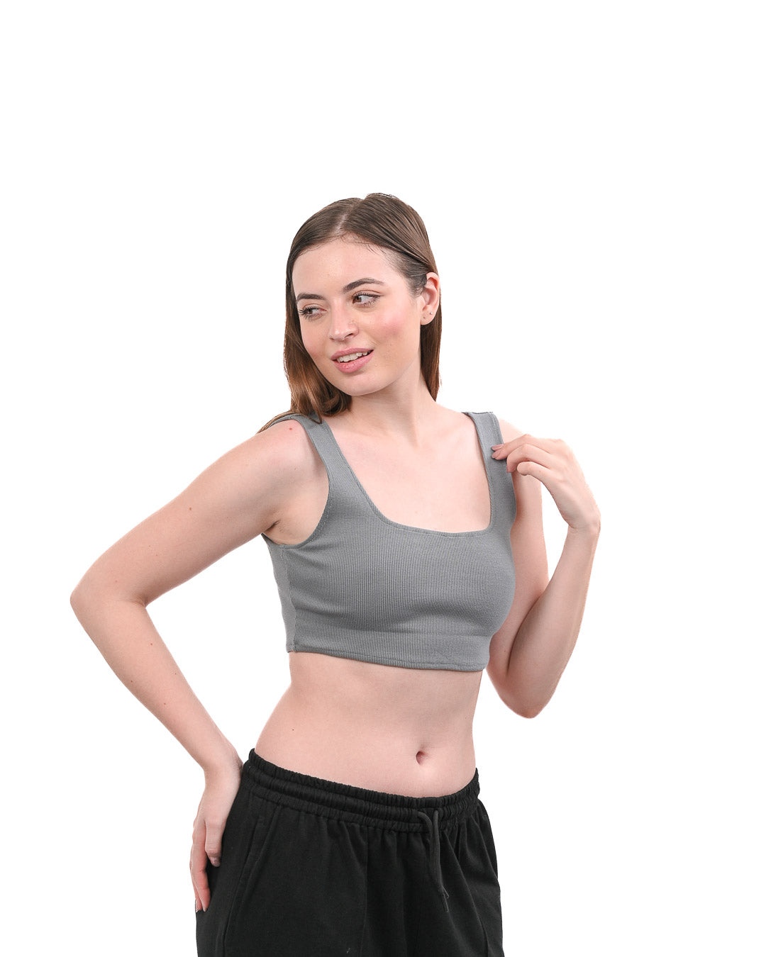 Cropped Crop Top - Grey