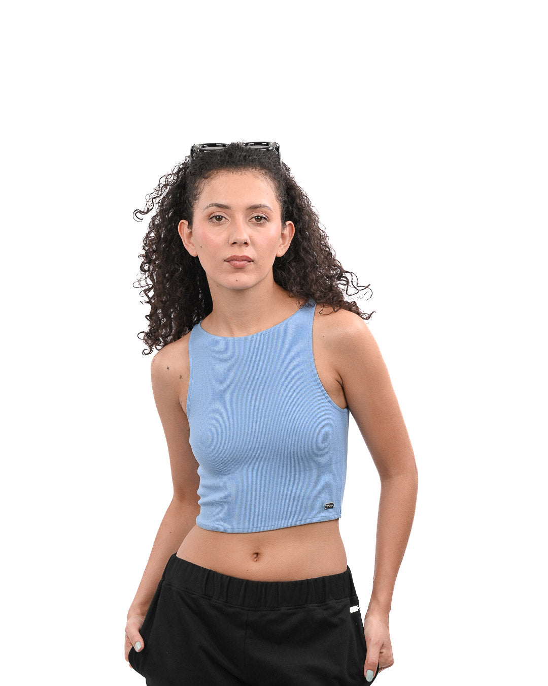 High Shoulder Top - Blue