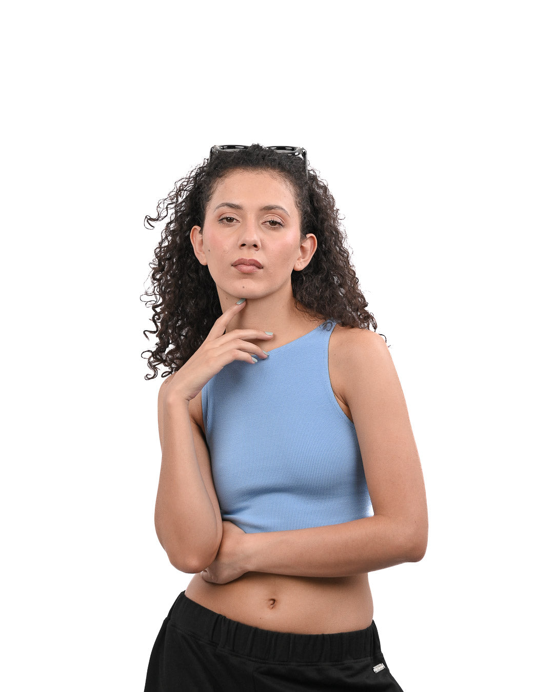 High Shoulder Top - Blue