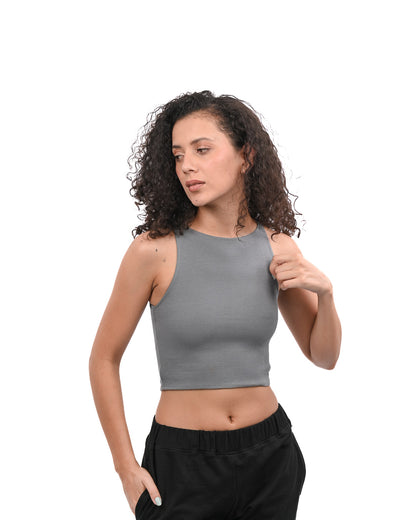 High Shoulder Top - Grey