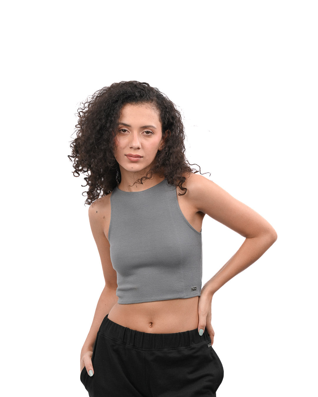 High Shoulder Top - Grey