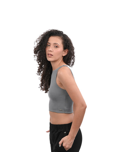 High Shoulder Top - Grey