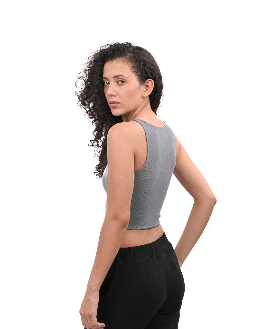 High Shoulder Top - Grey