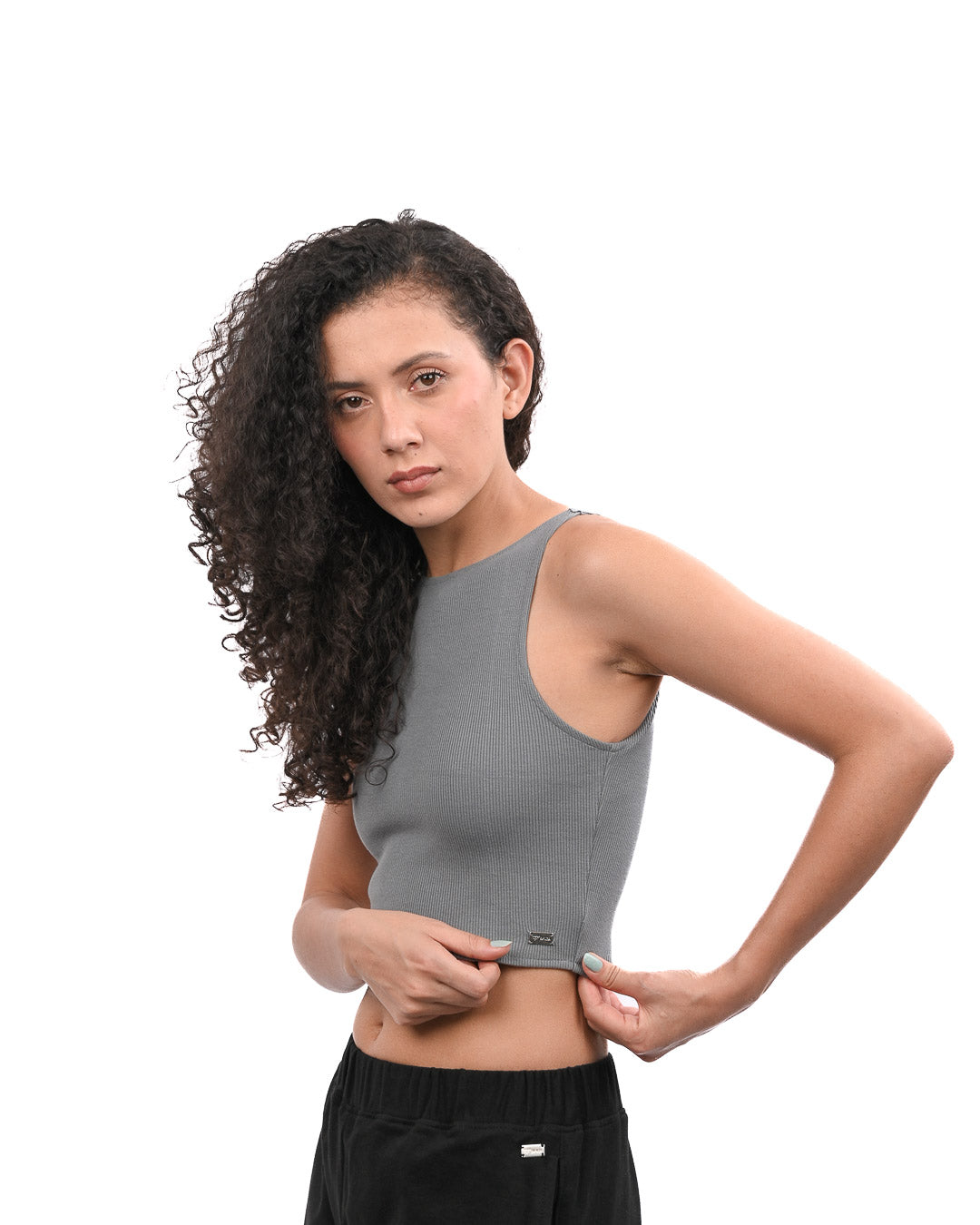 High Shoulder Top - Grey