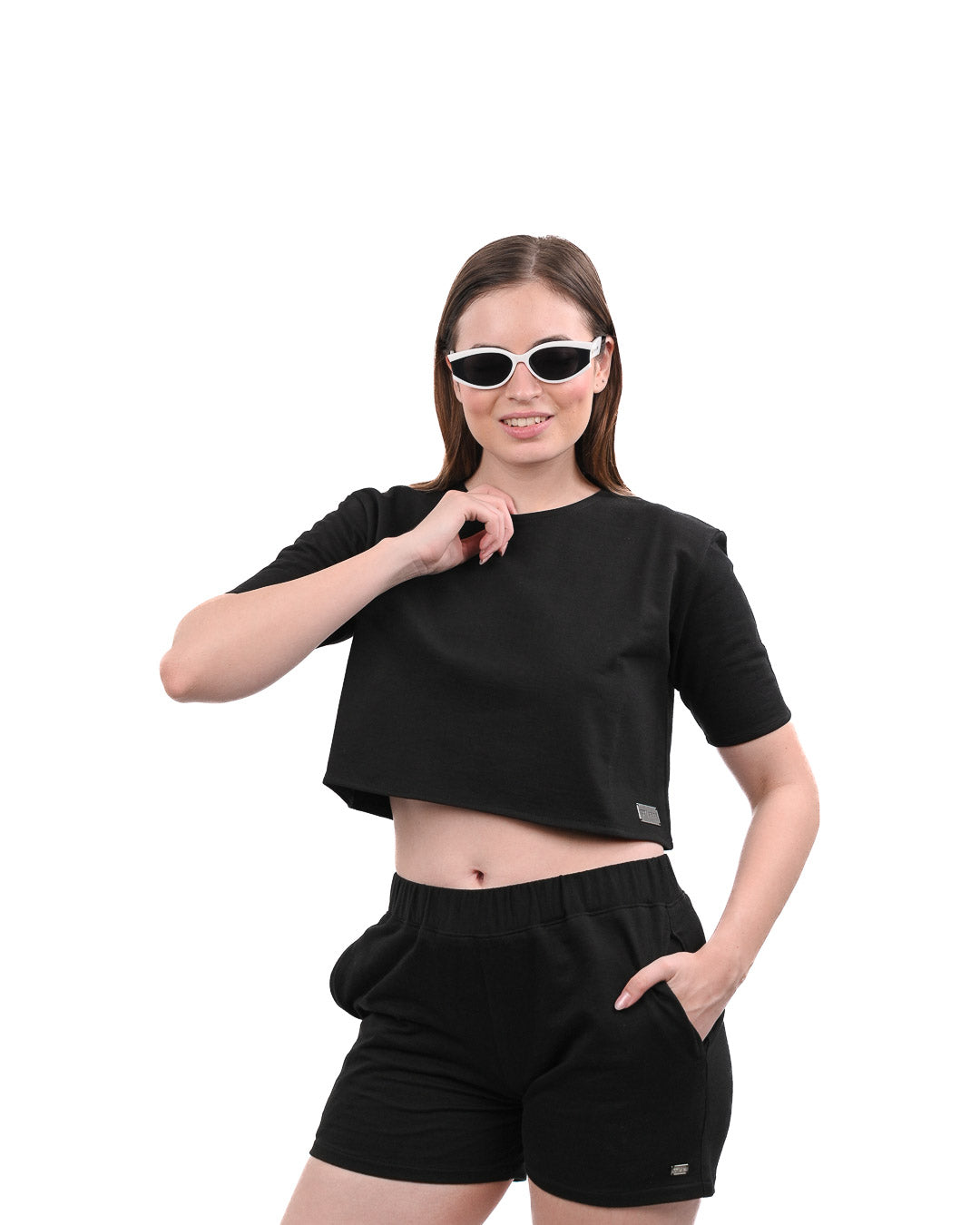 Terry Metal Logo Shirt- Black