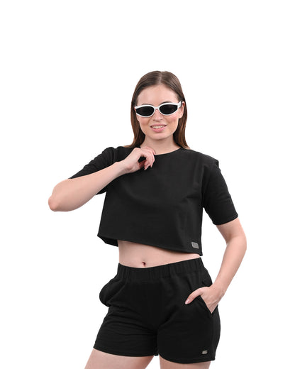 Terry Metal Logo Shirt- Black