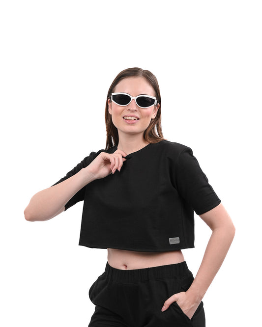 Terry Metal Logo Shirt- Black