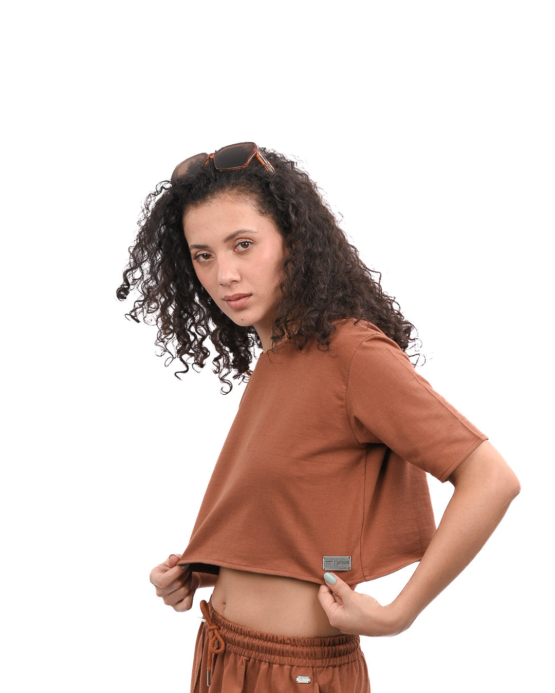 Terry Metal Logo Shirt - Brown