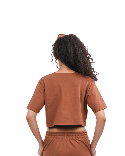 Terry Metal Logo Shirt - Brown