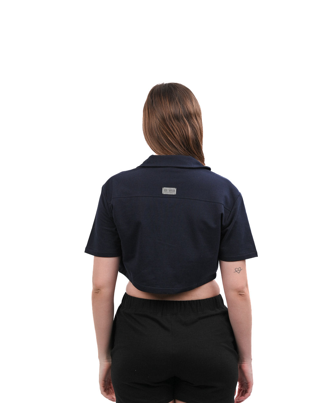 Cropped Zip Up Top - Navy